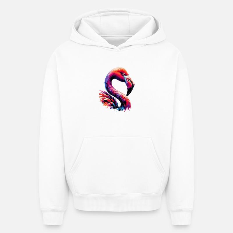 Flamant - Sweat à capuche unisexe oversize épais SPREAD - blanc