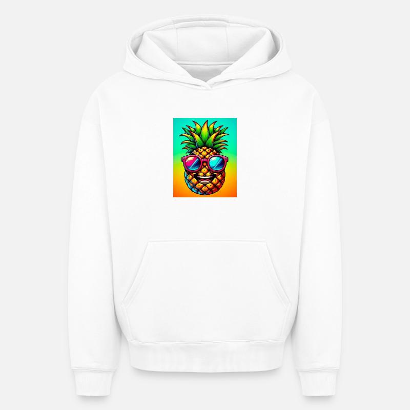 Ananas - Sweat à capuche unisexe oversize épais SPREAD - blanc