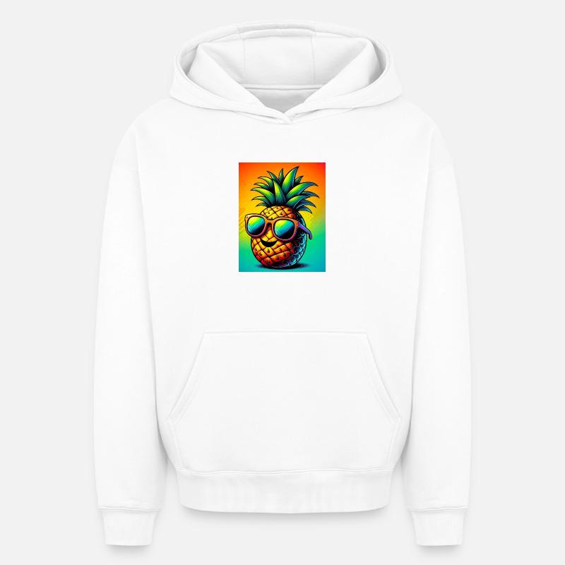Ananas - Sweat à capuche unisexe oversize épais SPREAD - blanc