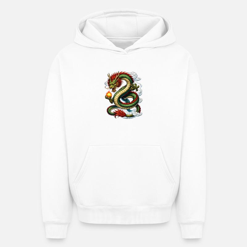 Dragon Comic - Sweat à capuche unisexe oversize épais SPREAD - blanc