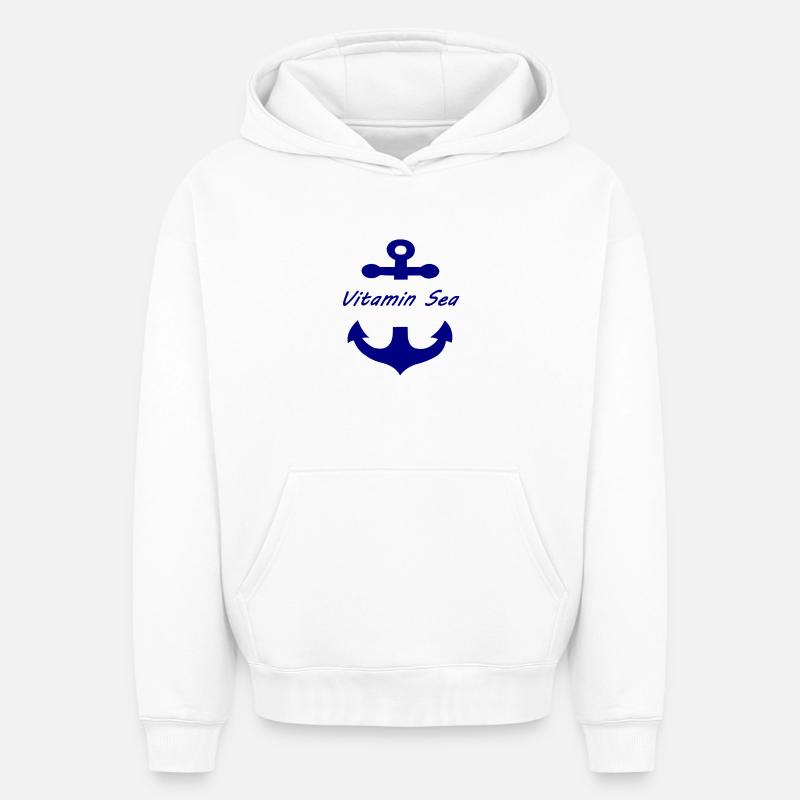 Vitamine-Mer - Sweat à capuche unisexe oversize épais SPREAD - blanc