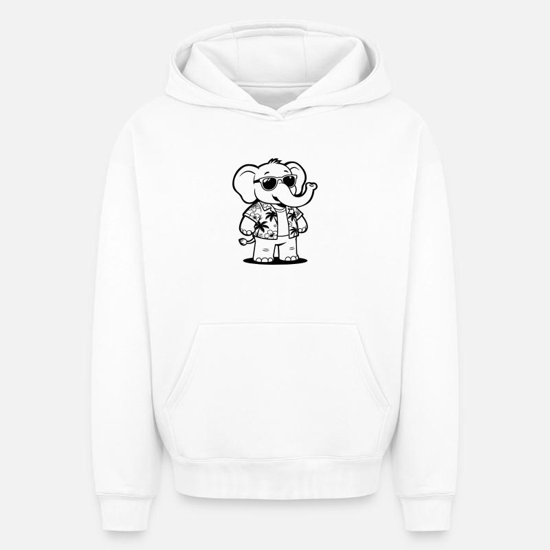 Vacances d’éléphants - Sweat à capuche unisexe oversize épais SPREAD - blanc
