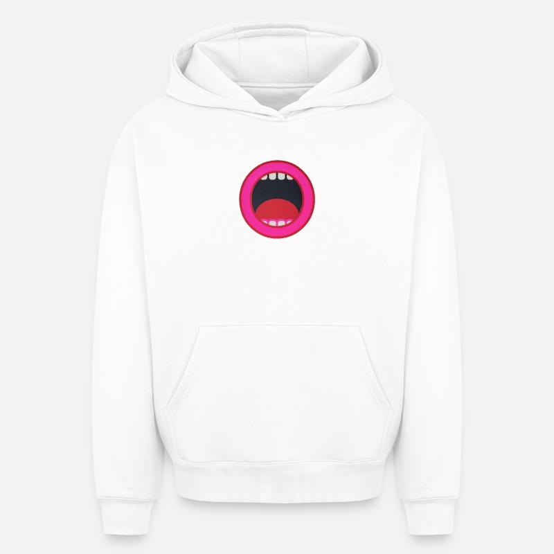bouche à la bouche - Sweat à capuche unisexe oversize épais SPREAD - blanc