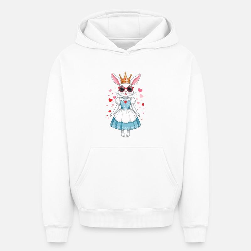 Mignon Lapins Princesse - Sweat à capuche unisexe oversize épais SPREAD - blanc