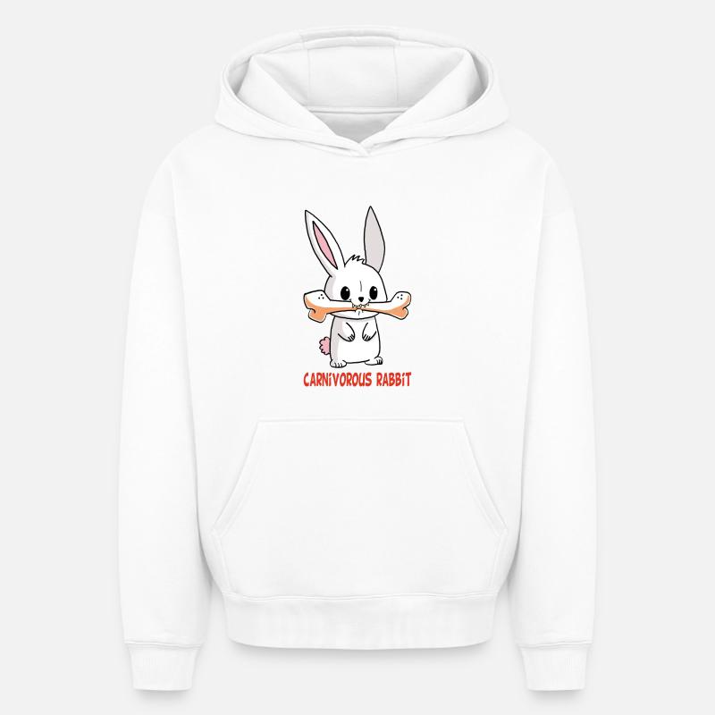 Lapin blanc carnivore - Sweat à capuche unisexe oversize épais SPREAD - blanc