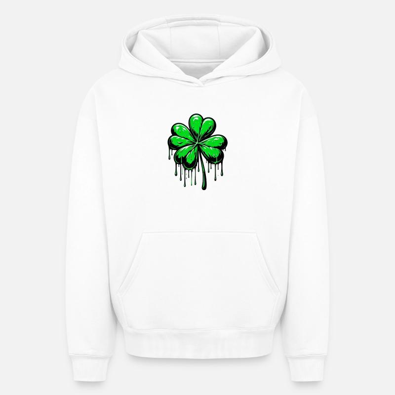 Trèfle à quatre feuilles - Sweat à capuche unisexe oversize épais SPREAD - blanc