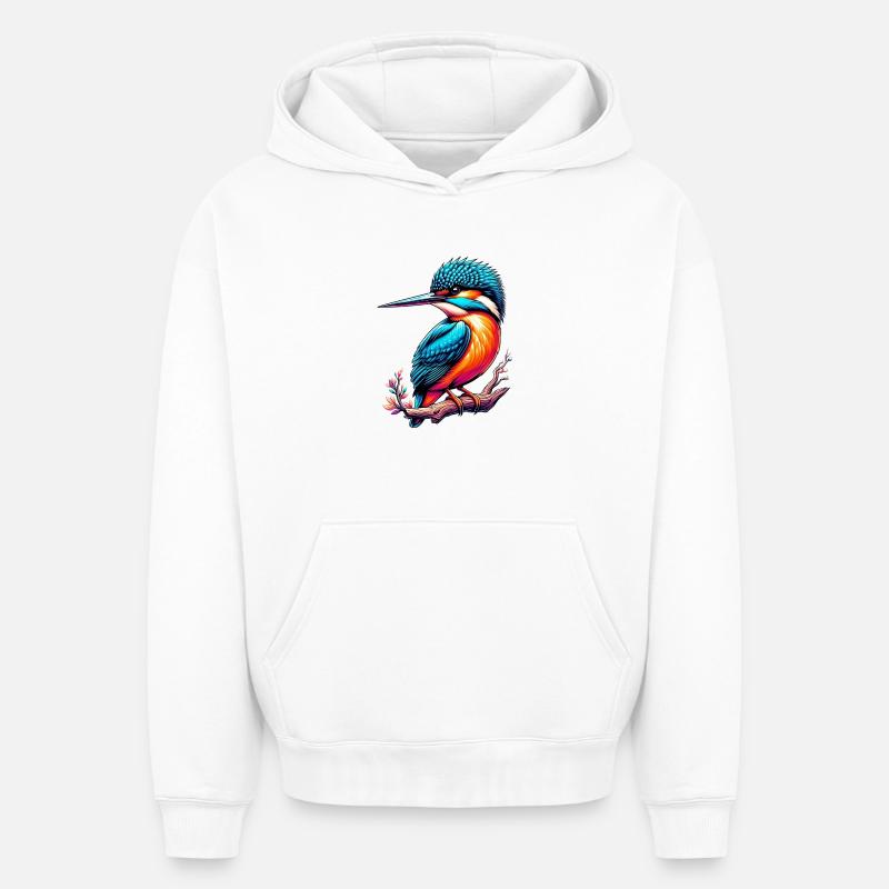 Martin-pêcheur - Sweat à capuche unisexe oversize épais SPREAD - blanc