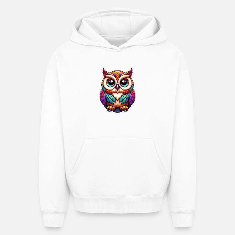 Hibou - Sweat à capuche unisexe oversize épais SPREAD - blanc