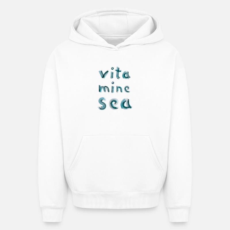Vitamines Mer - Sweat à capuche unisexe oversize épais SPREAD - blanc
