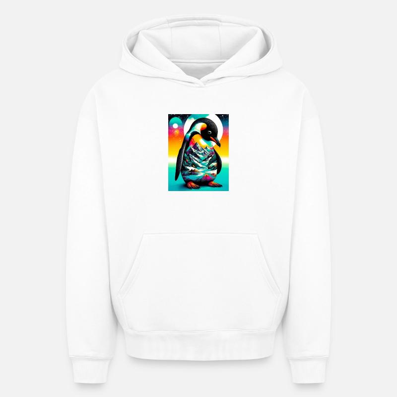 pingouin - Sweat à capuche unisexe oversize épais SPREAD - blanc