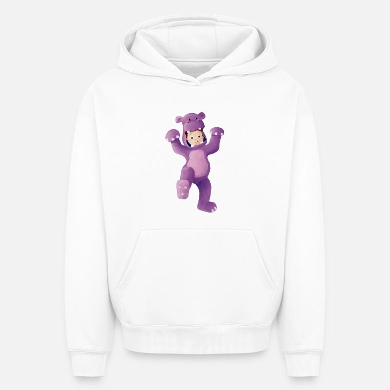 Garçon déguisé en hippopotame - Sweat à capuche unisexe oversize épais SPREAD - blanc