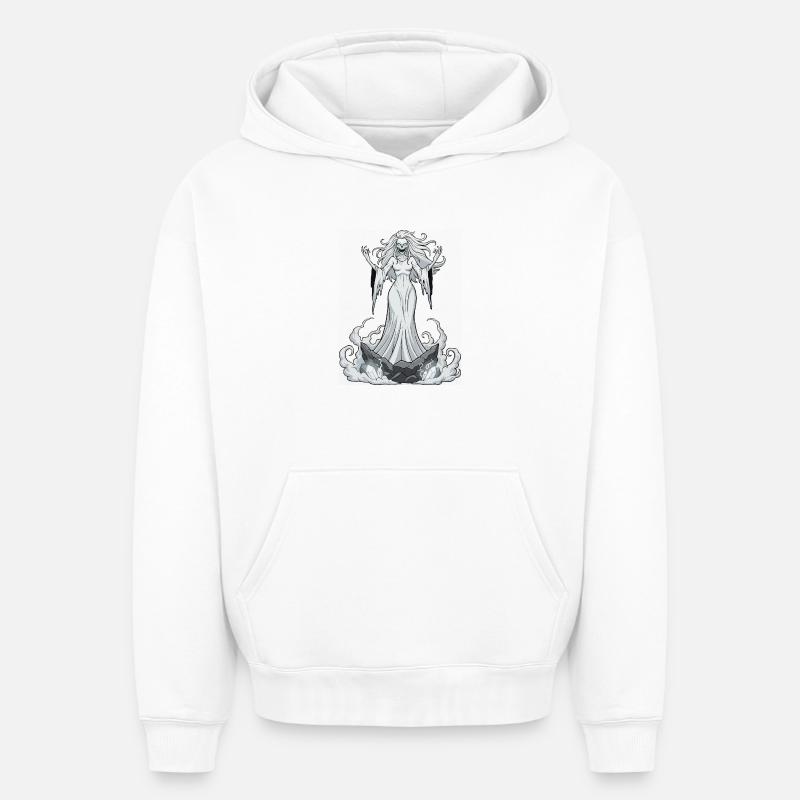 Banshee sur rochers de cristal - Sweat à capuche unisexe oversize épais SPREAD - blanc