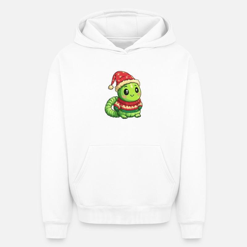 Noël du ver - Sweat à capuche unisexe oversize épais SPREAD - blanc