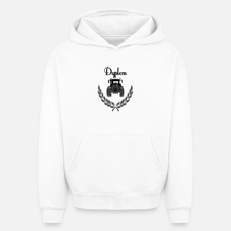Tracteur Dyplom - Sweat à capuche unisexe oversize épais SPREAD - blanc