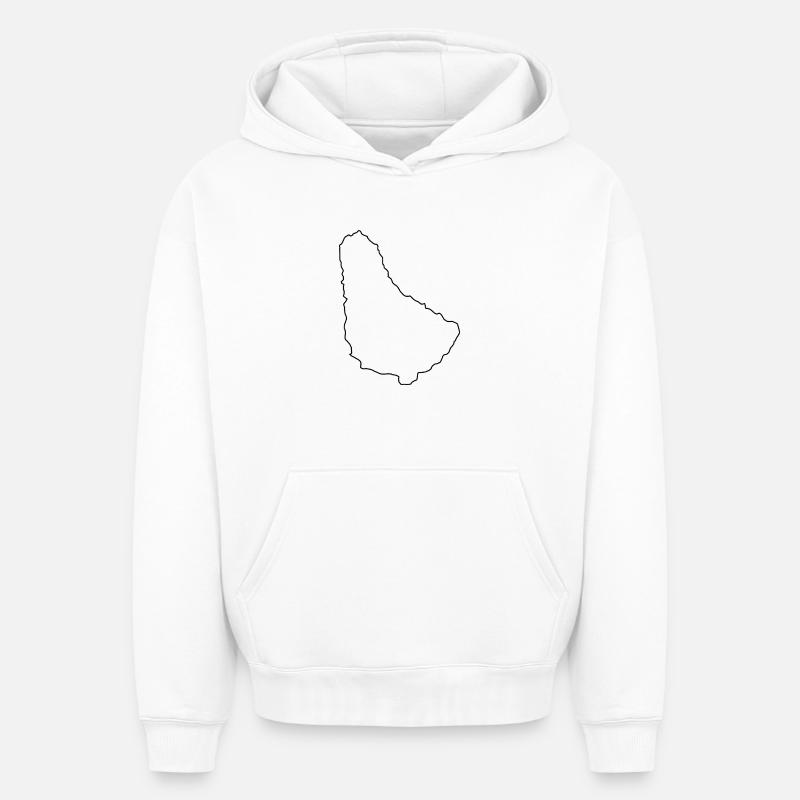 Carte de la Barbade - Sweat à capuche unisexe oversize épais SPREAD - blanc