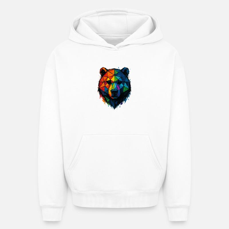 Bunte Pop-Art-Low-Poly-Bär - Oversized Heavyweight Unisex Hoodie - Weiß