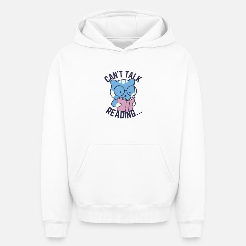 Ne pas parler, lire... - Sweat à capuche unisexe oversize épais SPREAD - blanc