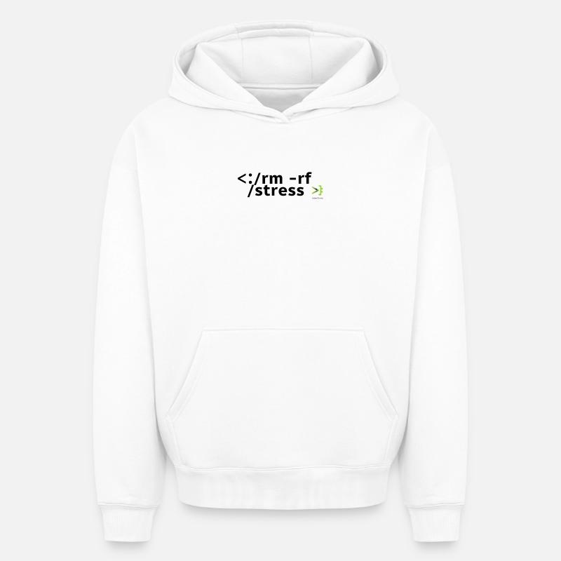 Stress Code: rm -rf stress - Sweat à capuche unisexe oversize épais SPREAD - blanc