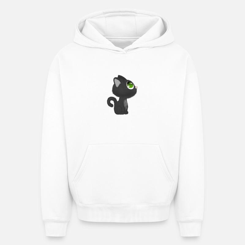 Chat - Sweat à capuche unisexe oversize épais SPREAD - blanc