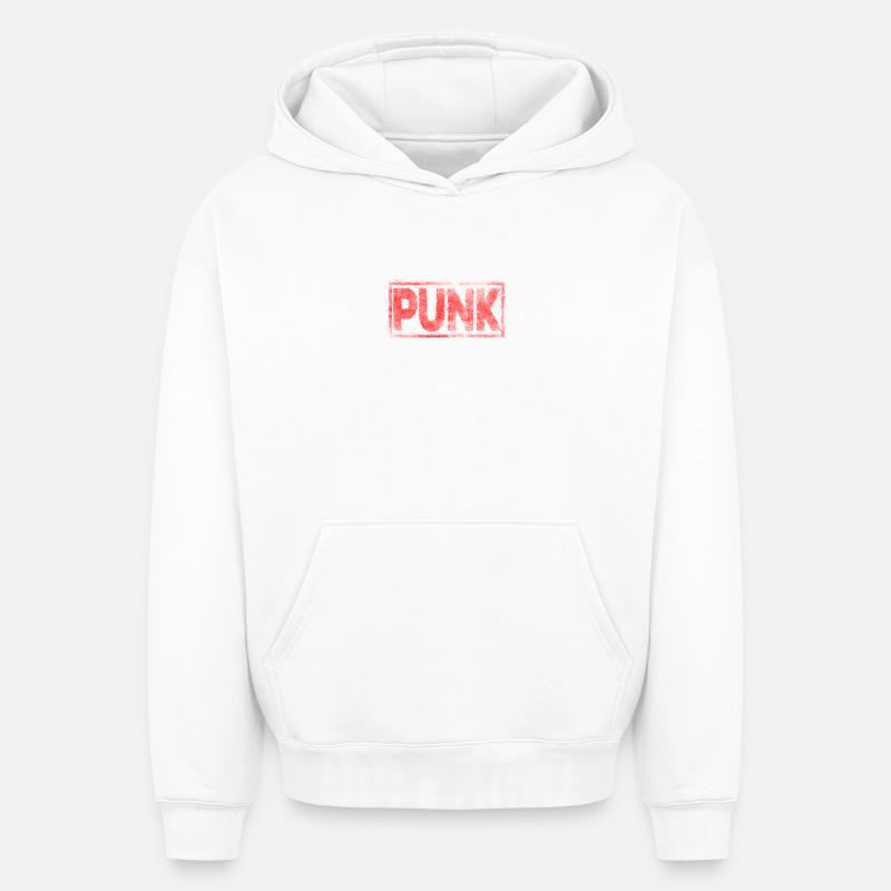 punk - Sweat à capuche unisexe oversize épais SPREAD - blanc
