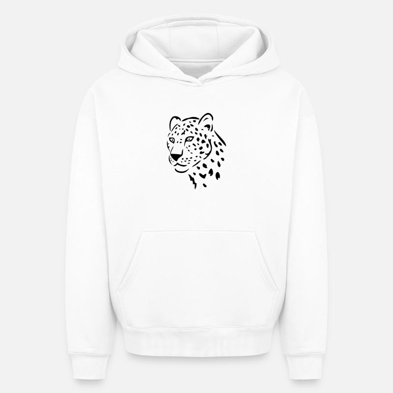 léopard - Sweat à capuche unisexe oversize épais SPREAD - blanc