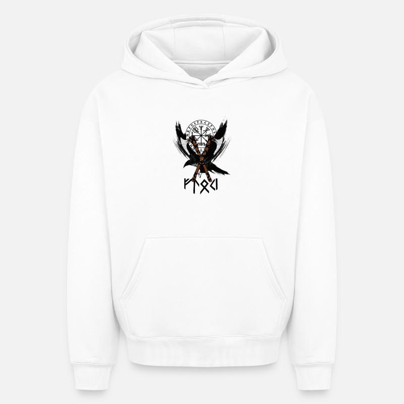Les Vikings - Sweat à capuche unisexe oversize épais SPREAD - blanc