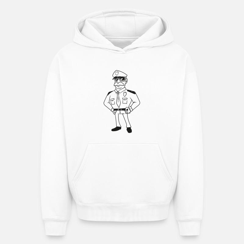 Policier - Sweat à capuche unisexe oversize épais SPREAD - blanc