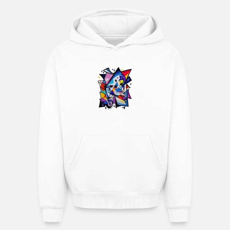 Graffiti - Sweat à capuche unisexe oversize épais SPREAD - blanc