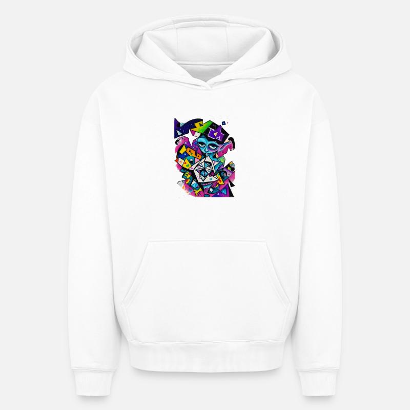 Graffiti - Sweat à capuche unisexe oversize épais SPREAD - blanc