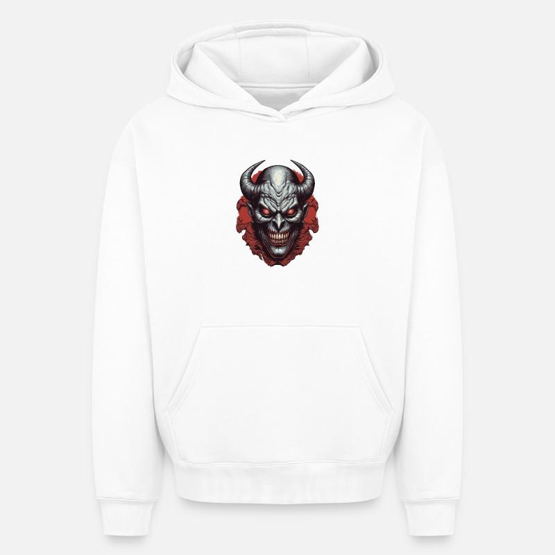 Démon de l'enfer - Sweat à capuche unisexe oversize épais SPREAD - blanc