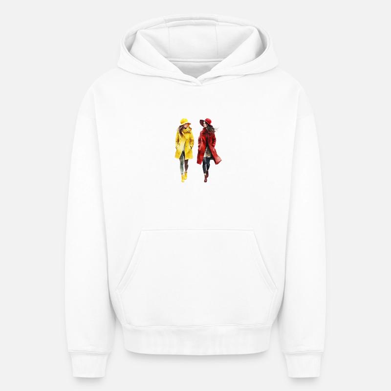 BFF - Sweat à capuche unisexe oversize épais SPREAD - blanc