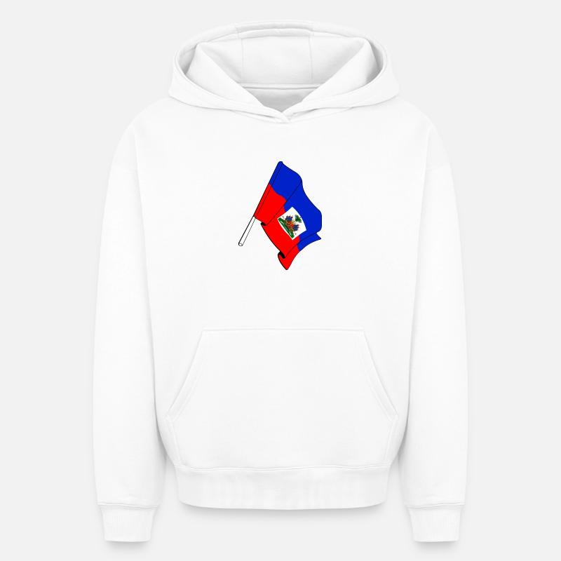 Drapeau Haïti - Sweat à capuche unisexe oversize épais SPREAD - blanc