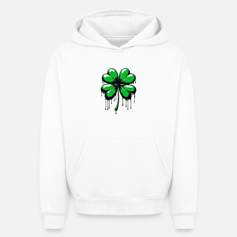 Trèfle à quatre feuilles - Sweat à capuche unisexe oversize épais SPREAD - blanc