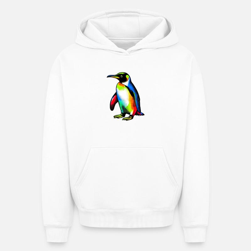 Pingouin - Sweat à capuche unisexe oversize épais SPREAD - blanc