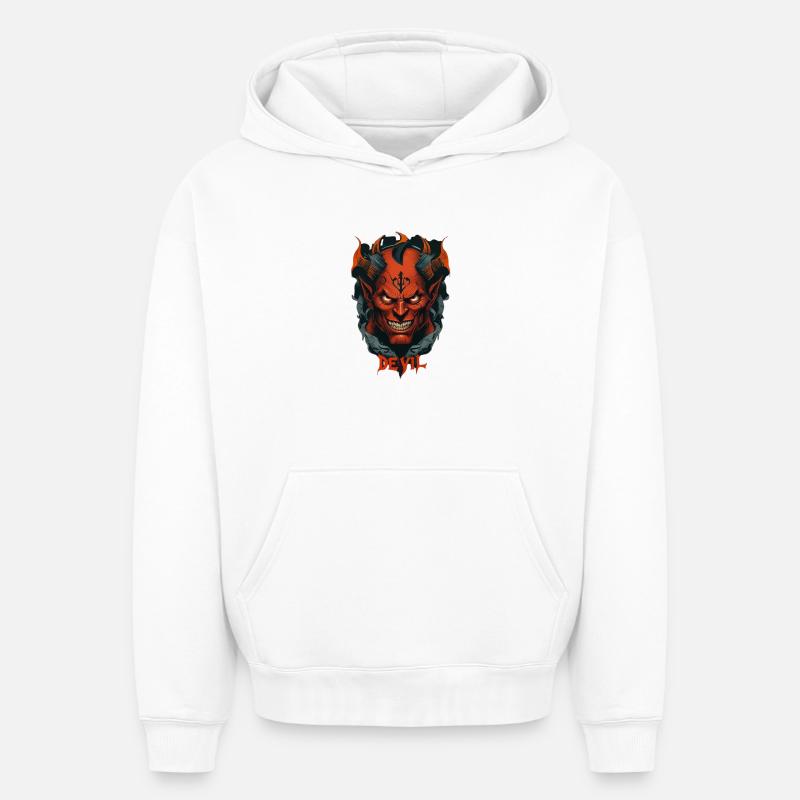 Devil - Sweat à capuche unisexe oversize épais SPREAD - blanc