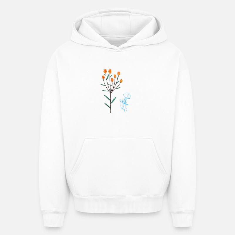 Méduse - Sweat à capuche unisexe oversize épais SPREAD - blanc