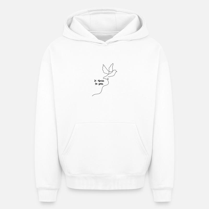 Je choisis la paix - Sweat à capuche unisexe oversize épais SPREAD - blanc