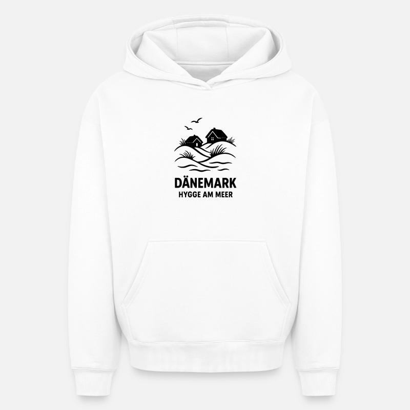 Danemark Hygge - Sweat à capuche unisexe oversize épais SPREAD - blanc