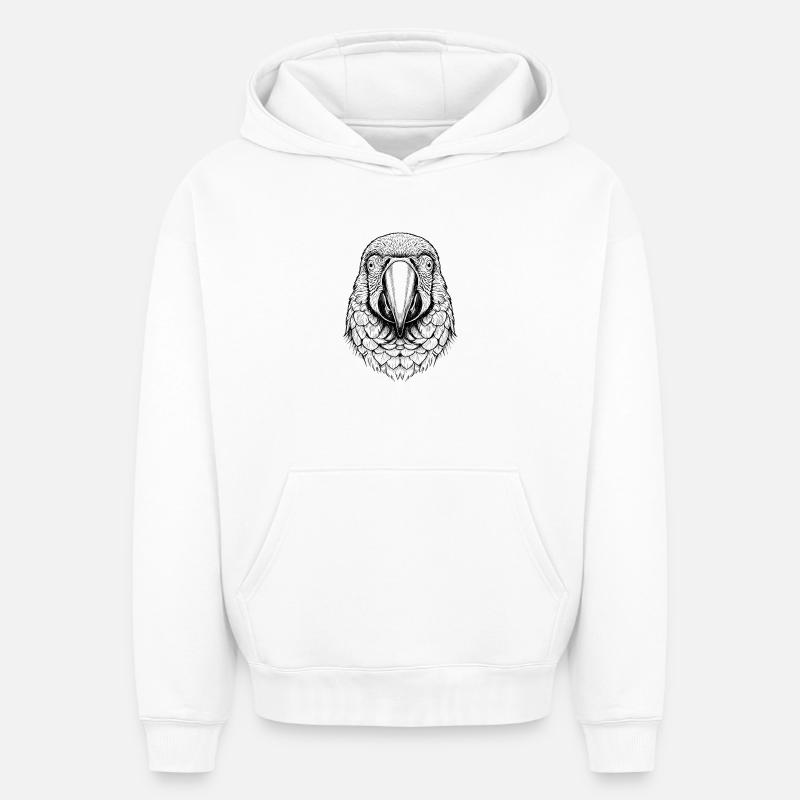 Perroquet ara - Sweat à capuche unisexe oversize épais SPREAD - blanc