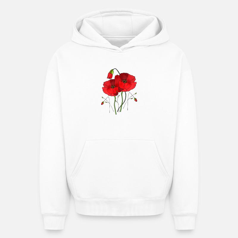 Fleur - Sweat à capuche unisexe oversize épais SPREAD - blanc