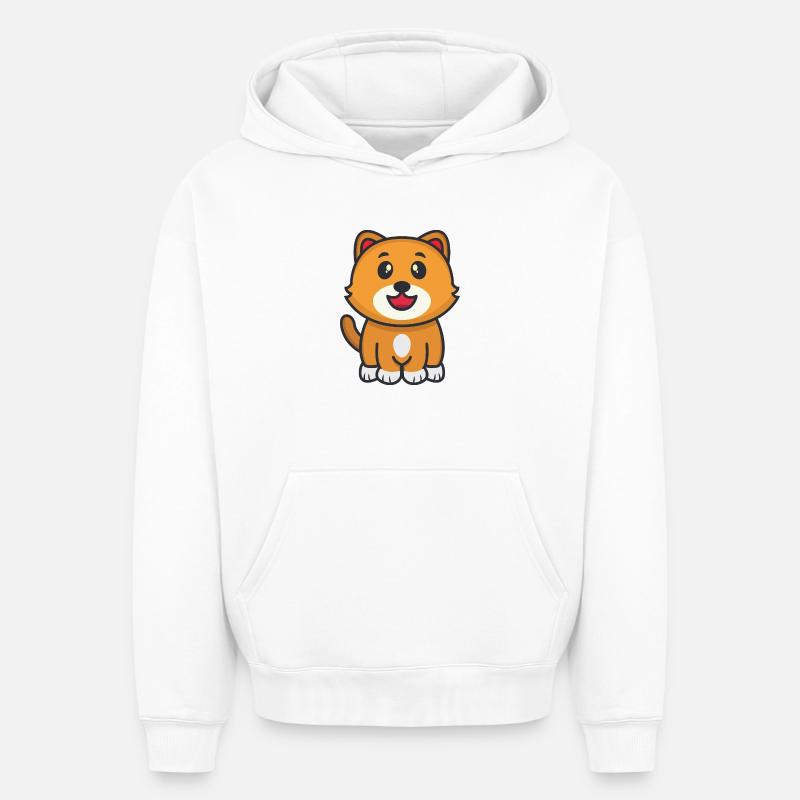 Chat - Sweat à capuche unisexe oversize épais SPREAD - blanc