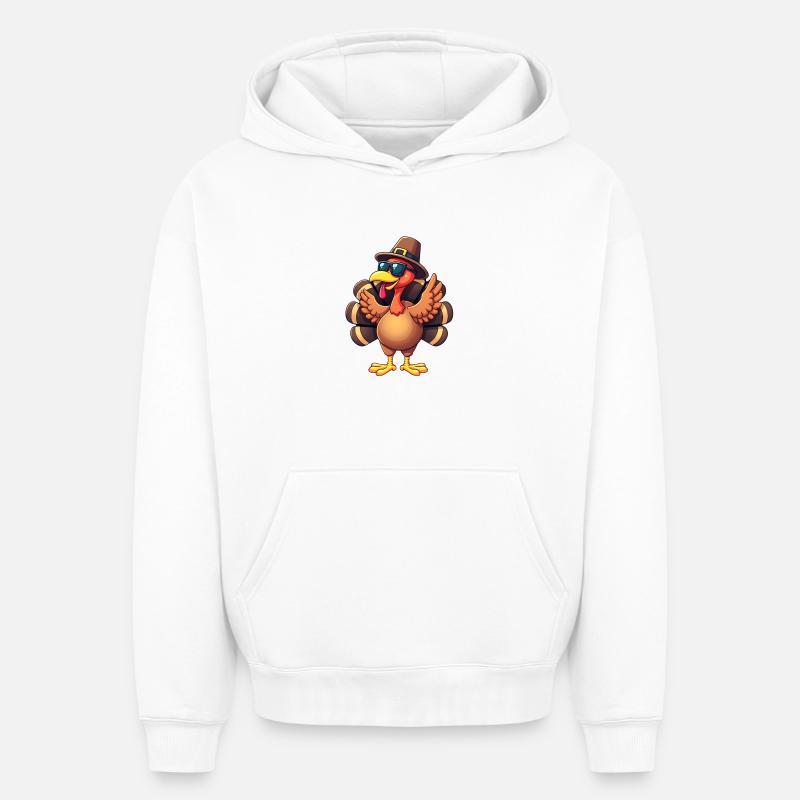 Thanksgiving Drôle Dinde de Thanksgiving - Sweat à capuche unisexe oversize épais SPREAD - blanc