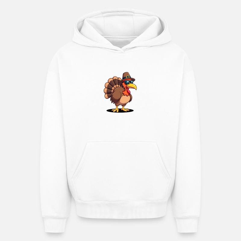 Thanksgiving Drôle Dinde de Thanksgiving - Sweat à capuche unisexe oversize épais SPREAD - blanc
