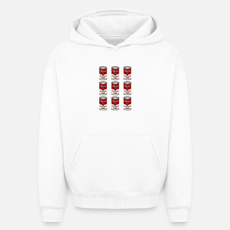 Feijoada Pork Can Pattern - Oversized Heavyweight Unisex Hoodie - white