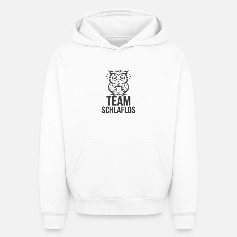 Team Schlaflos – Müde Eule - Oversized Heavyweight Unisex Hoodie - Weiß