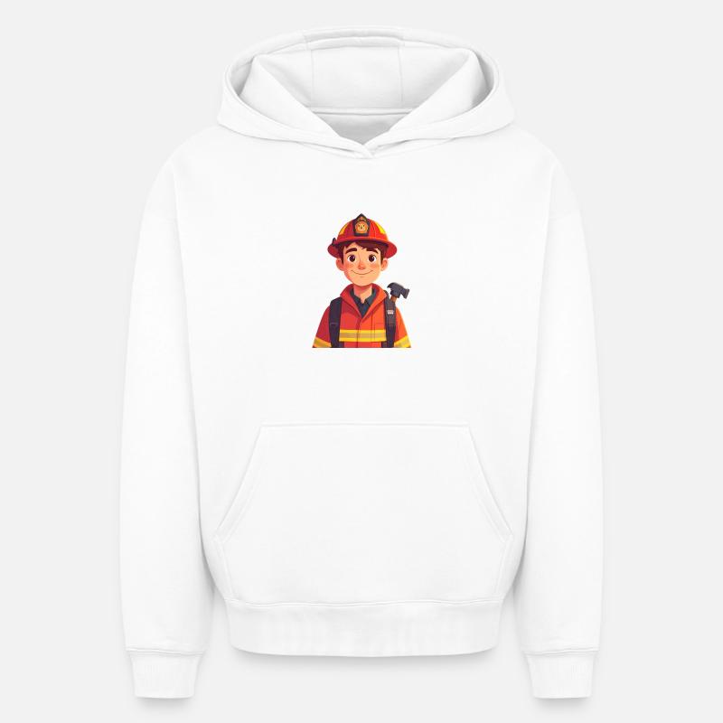 Pompier - Sweat à capuche unisexe oversize épais SPREAD - blanc