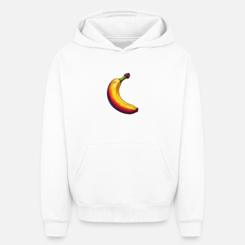 banane - Sweat à capuche unisexe oversize épais SPREAD - blanc