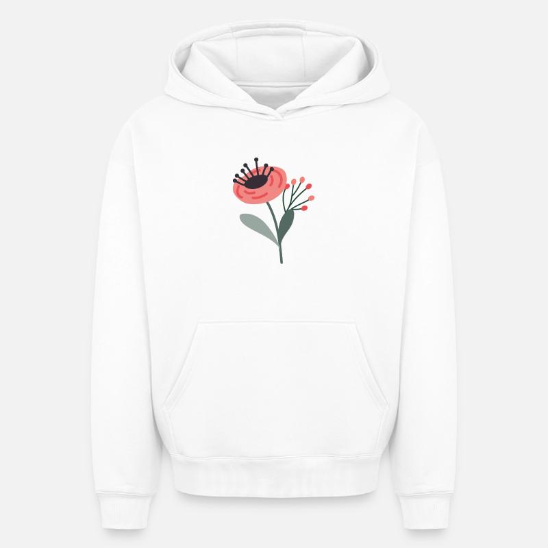 Fleur - Sweat à capuche unisexe oversize épais SPREAD - blanc