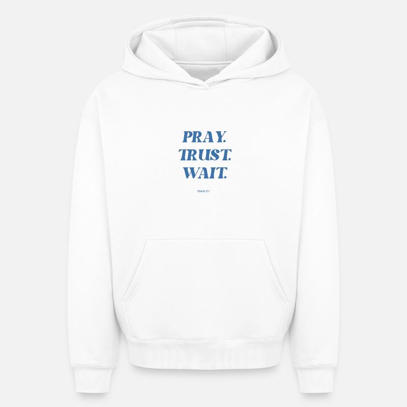 Prière Confiance Attente - Sweat à capuche unisexe oversize épais SPREAD - blanc