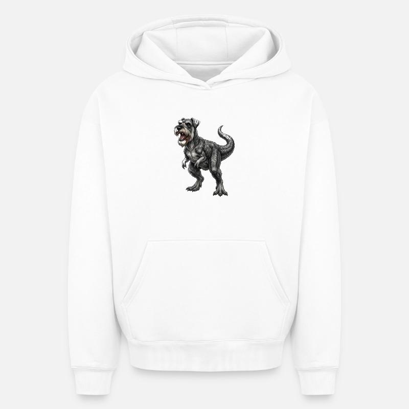 Schnauzer T - REX - Sweat à capuche unisexe oversize épais SPREAD - blanc